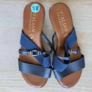 Italian Shoemakers Black and Brown Sandals Slip-On Comfort